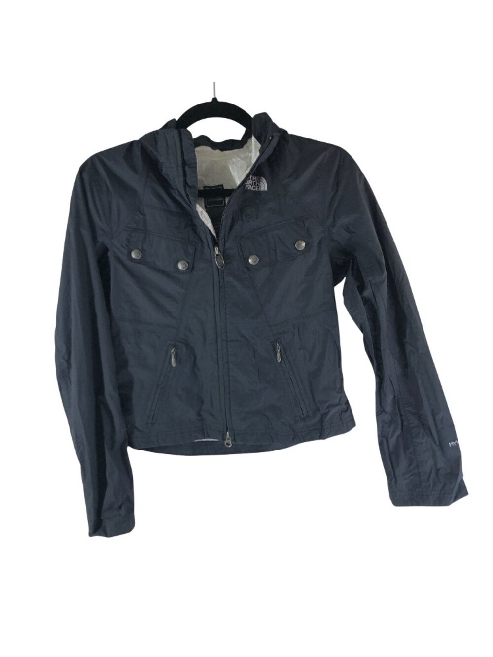 The North Face Womens HyVent Hooded Jacket XS Black Waterproof Lightweight